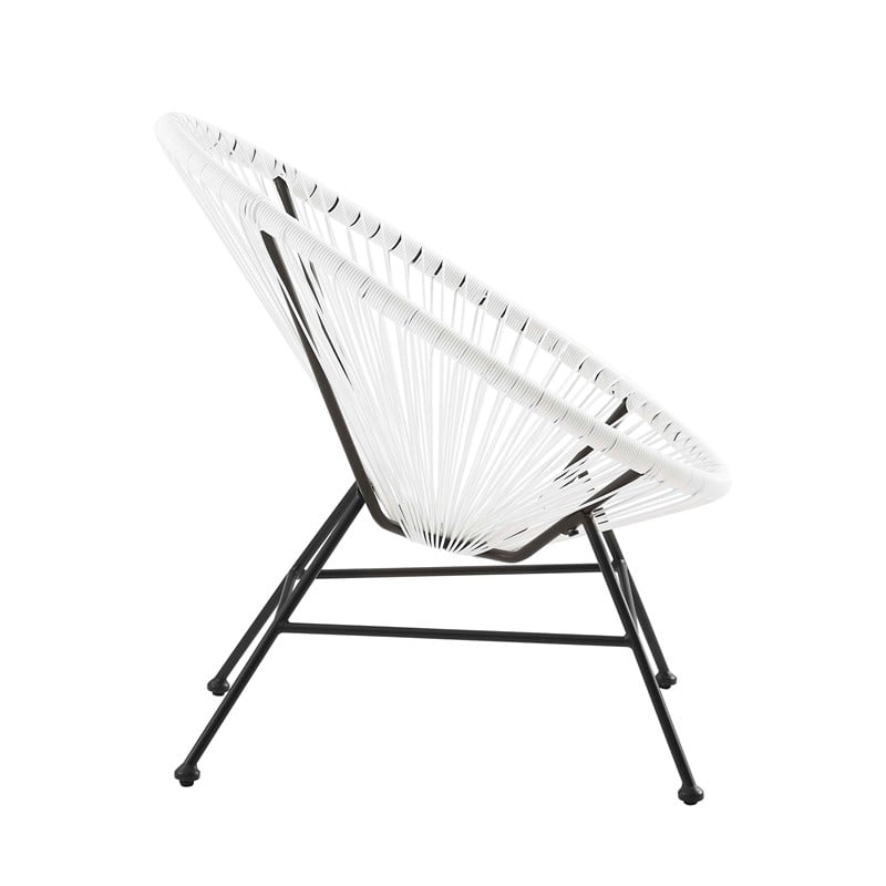 Pemberly Row Set of 3 Outdoor Wicker Roping Steel Frame Oval Chairs & Loveseat