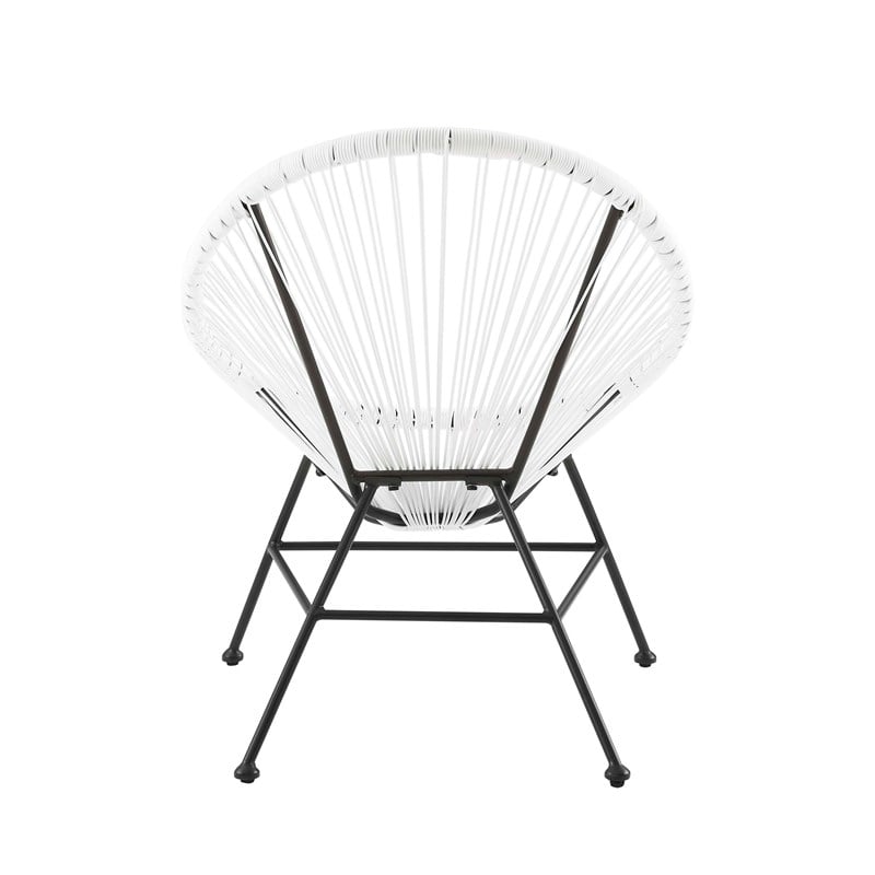 Pemberly Row Set of 3 Outdoor Wicker Roping Steel Frame Oval Chairs & Loveseat