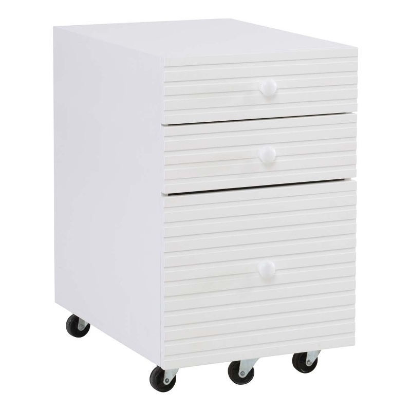 Pemberly Row Set of 3 Bookcase & Filing Cabinet & Desk in White