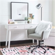 Pemberly Row Set of 3 Bookcase & Filing Cabinet & Desk in White