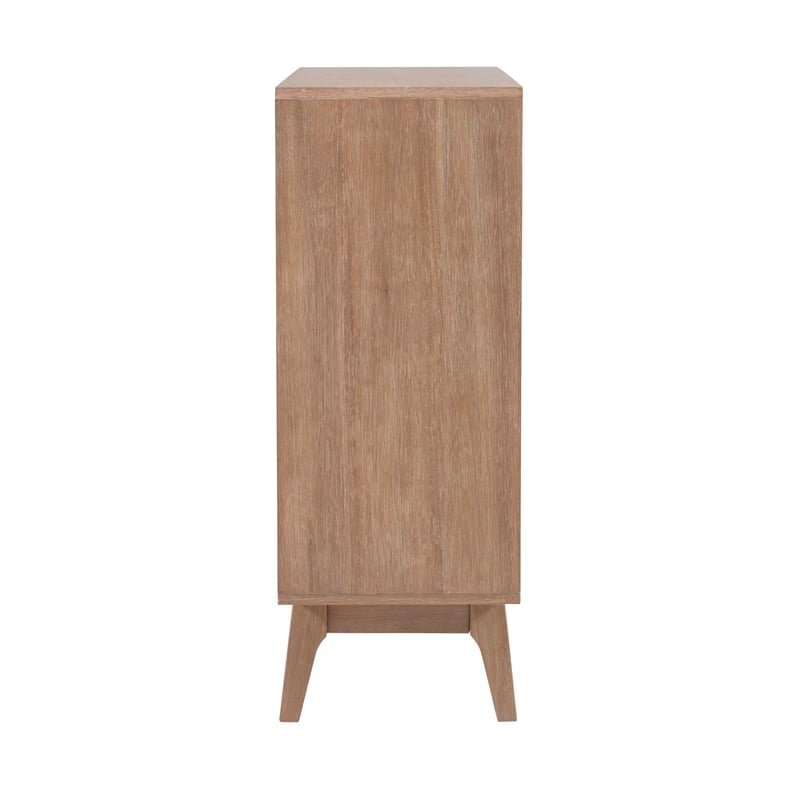 Pemberly Row Set of 2 Bookcase & Filing Cabinet with Rolling Castors in Natural