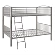 Pemberly Row Set of 2 Metal Youth Cabinet & Full Over Full Bunk Bed with Ladder
