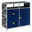 Pemberly Row Set of 2 Metal Youth Cabinet & Full Over Full Bunk Bed with Ladder