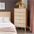 Pemberly Row Set of 4-Piece Woven Rattan Cane Queen Bedroom Set in Natural
