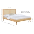 Pemberly Row Set of 4-Piece Woven Rattan Cane Queen Bedroom Set in Natural