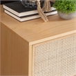 Pemberly Row Set of 4-Piece Woven Rattan Cane Queen Bedroom Set in Natural