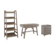 Pemberly Row Set of 3 Filing Cabinet & Ladder Bookcase & Small Space Desk