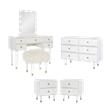 Pemberly Row Set of 5 Lighted Vanity & Fluffy Stool & Dresser & Nightstands