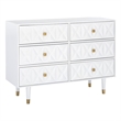 Pemberly Row Set of 3 6-Drawer Dresser & 2-Drawer Nightstands in Glossy White