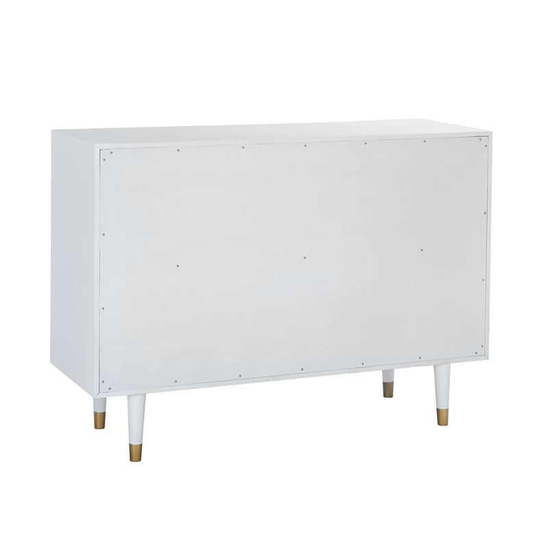 Pemberly Row Set of 3 6-Drawer Dresser & 2-Drawer Nightstands in Glossy White