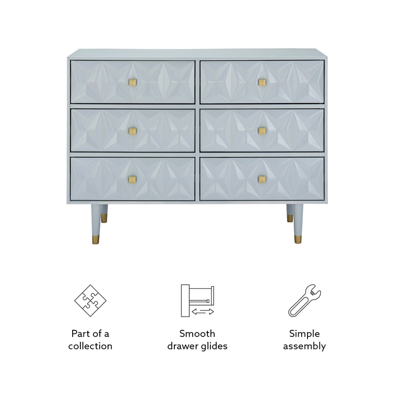 Pemberly Row Set of 4 Dresser & Chest & Nightstands in Glossy Black