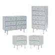 Pemberly Row Set of 4 Dresser & Chest & Nightstands in Glossy Black