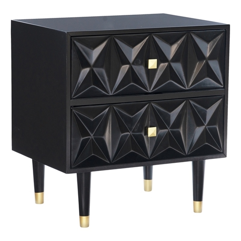 Pemberly Row Set of 3 6-Drawer Dresser & 2-Drawer Nightstands in Glossy Black