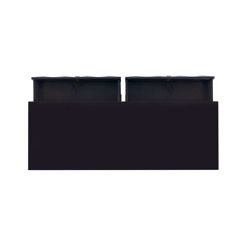 Pemberly Row Set of 3 6-Drawer Dresser & 2-Drawer Nightstands in Glossy Black