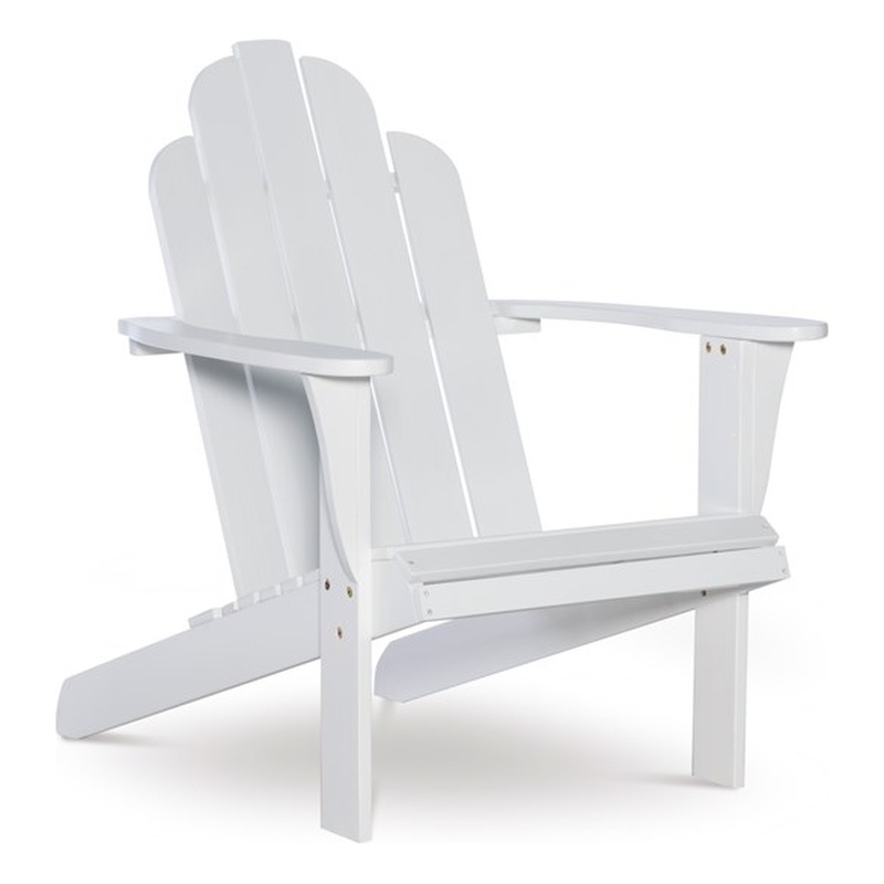 Pemberly Row 4-Piece Adirondack Acacia Wood Outdoor Seating & Table Set in White