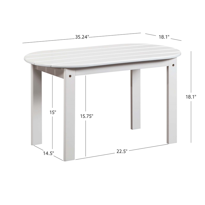 Pemberly Row 4-Piece Adirondack Acacia Wood Outdoor Seating & Table Set in White