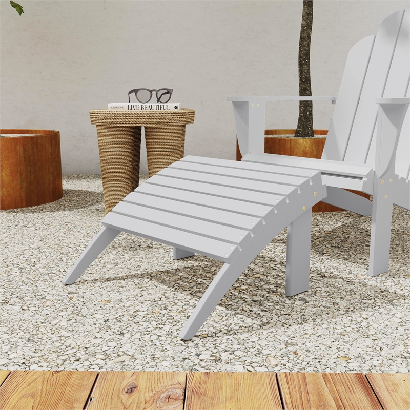 Pemberly Row 4-Piece Adirondack Acacia Wood Outdoor Seating & Table Set in White