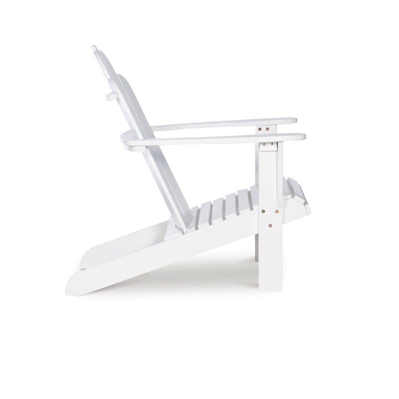 Pemberly Row 4-Piece Adirondack Acacia Wood Outdoor Seating & Table Set in White