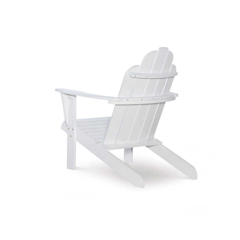 Pemberly Row 4-Piece Adirondack Acacia Wood Outdoor Seating & Table Set in White