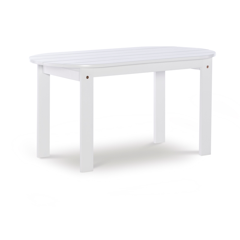 Pemberly Row 4-Piece Adirondack Acacia Wood Outdoor Seating & Table Set in White
