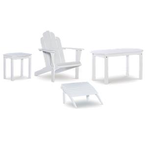 Pemberly Row 4-Piece Adirondack Acacia Wood Outdoor Seating & Table Set in White
