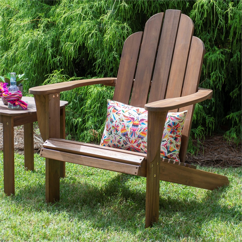Pemberly Row 4-Piece Adirondack Wood Outdoor Seating & Table Set in Brown
