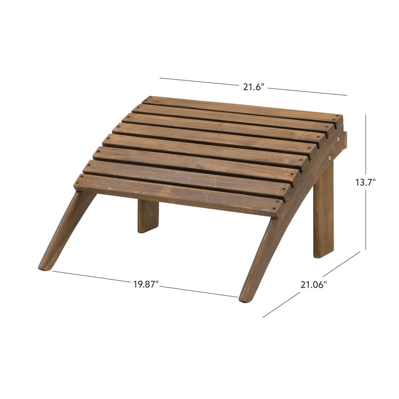 Pemberly Row 4-Piece Adirondack Wood Outdoor Seating & Table Set in Brown