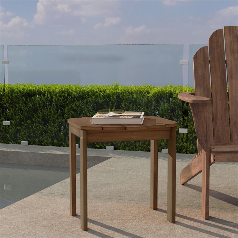 Pemberly Row 4-Piece Adirondack Wood Outdoor Seating & Table Set in Brown