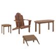 Pemberly Row 4-Piece Adirondack Wood Outdoor Seating & Table Set in Brown