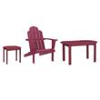 Pemberly Row 3-Piece Adirondack Acacia Wood Outdoor Seating & Table Set in Red