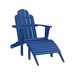 Pemberly Row 4-Piece Adirondack Acacia Wood Outdoor Seating & Table Set in Blue