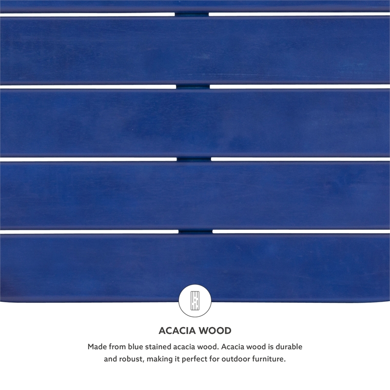 Pemberly Row 4-Piece Adirondack Acacia Wood Outdoor Seating & Table Set in Blue