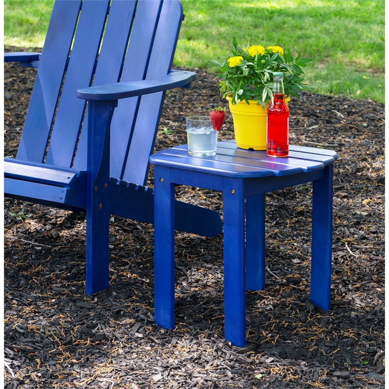 Pemberly Row 4-Piece Adirondack Acacia Wood Outdoor Seating & Table Set in Blue