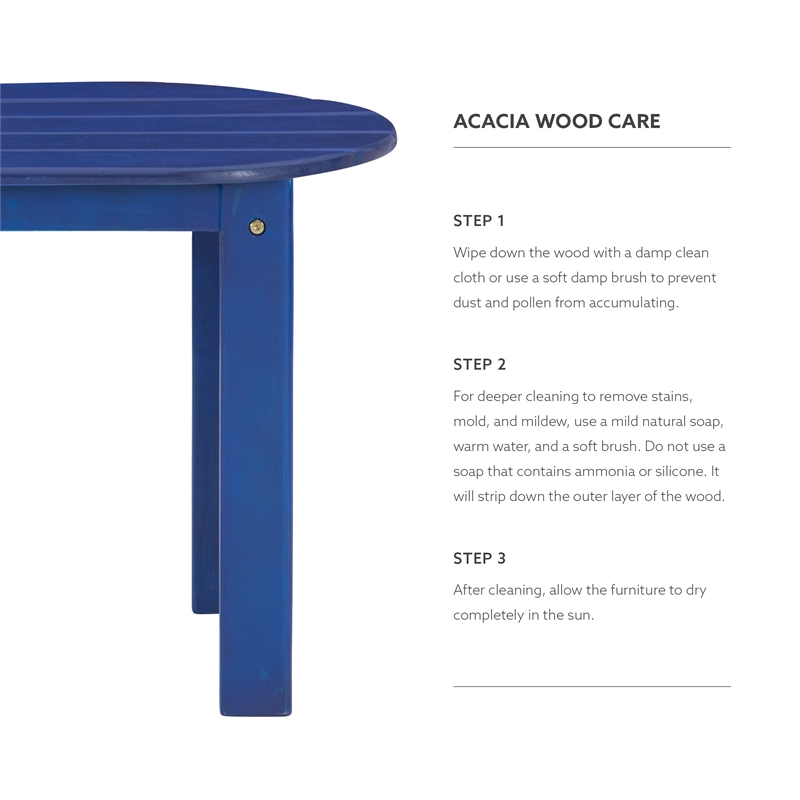 Pemberly Row 4-Piece Adirondack Acacia Wood Outdoor Seating & Table Set in Blue