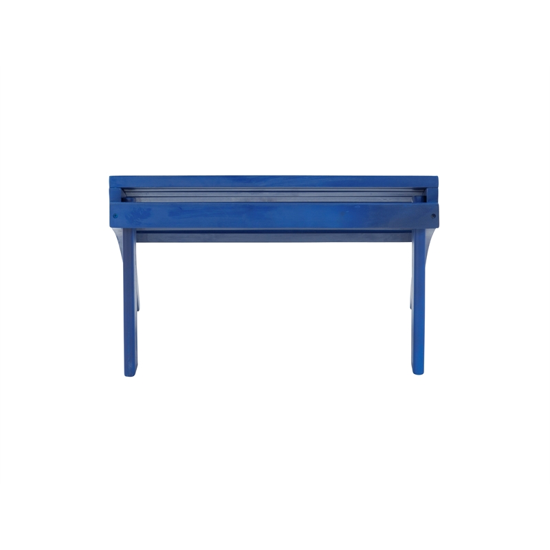 Pemberly Row 4-Piece Adirondack Acacia Wood Outdoor Seating & Table Set in Blue