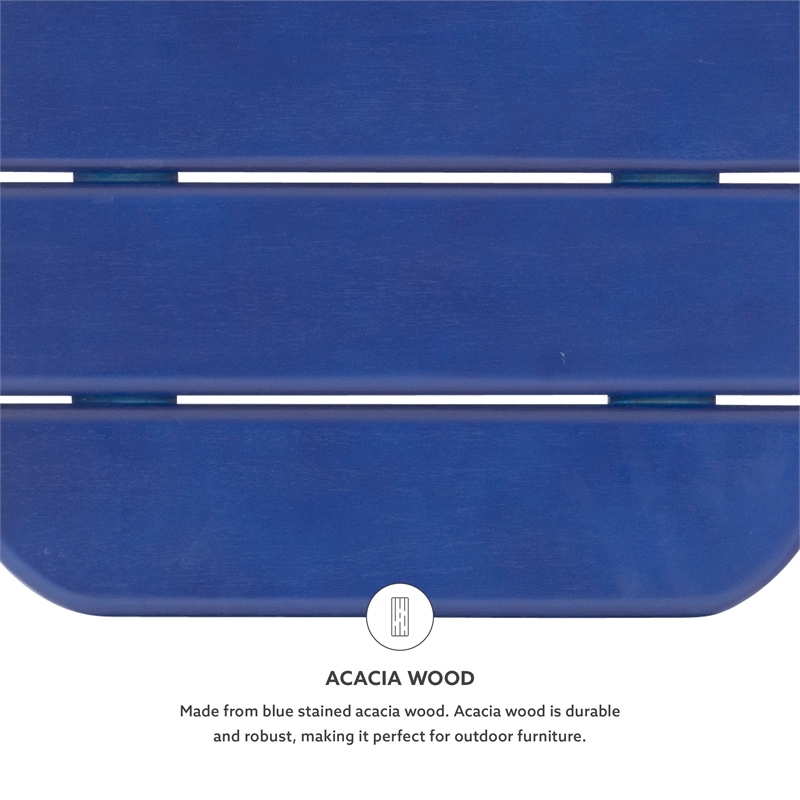 Pemberly Row 4-Piece Adirondack Acacia Wood Outdoor Seating & Table Set in Blue