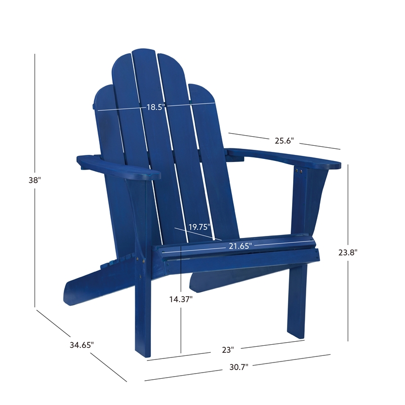 Pemberly Row 4-Piece Adirondack Acacia Wood Outdoor Seating & Table Set in Blue