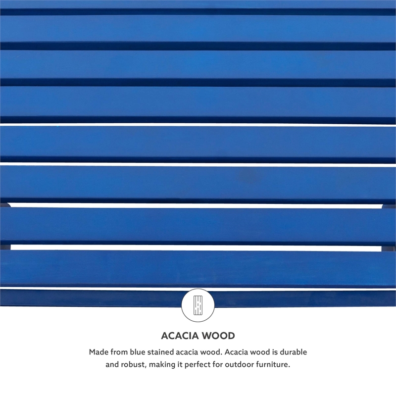 Pemberly Row 4-Piece Adirondack Acacia Wood Outdoor Seating & Table Set in Blue