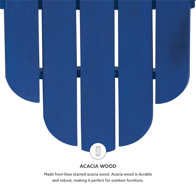 Pemberly Row 4-Piece Adirondack Acacia Wood Outdoor Seating & Table Set in Blue