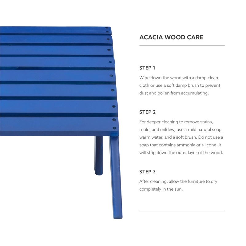 Pemberly Row 4-Piece Adirondack Acacia Wood Outdoor Seating & Table Set in Blue