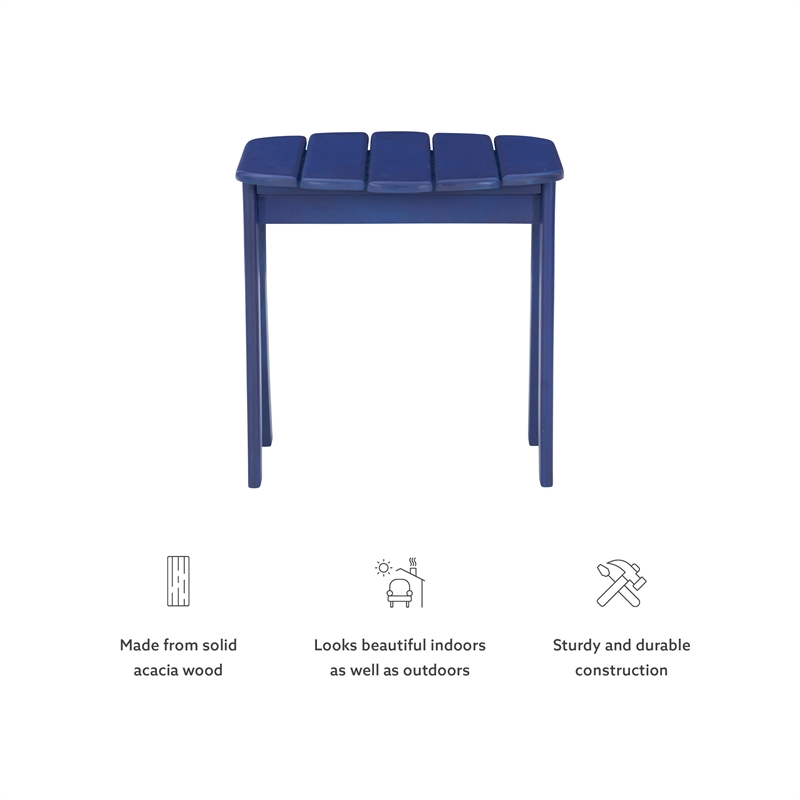 Pemberly Row 4-Piece Adirondack Acacia Wood Outdoor Seating & Table Set in Blue