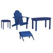 Pemberly Row 4-Piece Adirondack Acacia Wood Outdoor Seating & Table Set in Blue