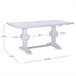Pemberly Row Set of 3 White Pine Wood Double Pedestal Benchs & Dining Table