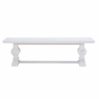 Pemberly Row Set of 3 White Pine Wood Double Pedestal Benchs & Dining Table