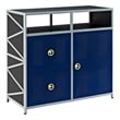 Pemberly Row Set of 2 Metal Youth Cabinet & Twin Over Twin Bunk Bed with Ladder