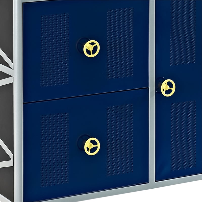 Pemberly Row Set of 2 Metal Youth Cabinet & Twin Over Twin Bunk Bed with Ladder