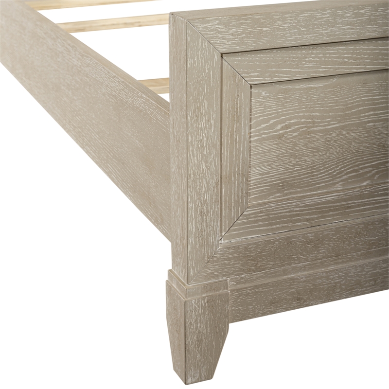 Pemberly Row Set of 4 Queen Panel Bed & Dresser & Nightstands in Washed Taupe