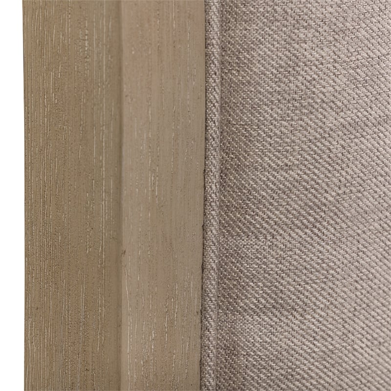 Pemberly Row Set of 3 Queen Upholstered Bed & Nightstands in Washed Taupe