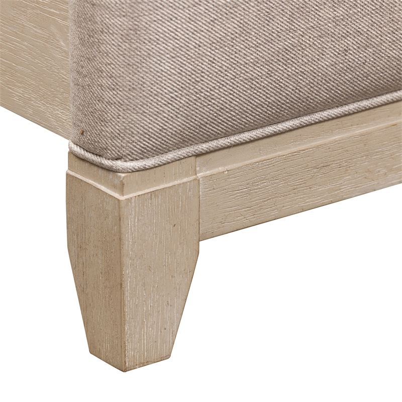 Pemberly Row Set of 3 Queen Upholstered Bed & Nightstands in Washed Taupe
