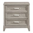 Pemberly Row Set of 3 Queen Upholstered Bed & Nightstands in Washed Taupe